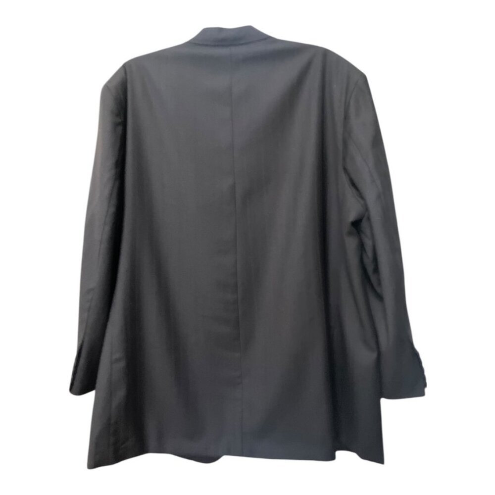 Size XXL David G. Cotugno Mens 2 Button Silk Wool Blazer Jacket Black Stripes - Picture 2 of 12